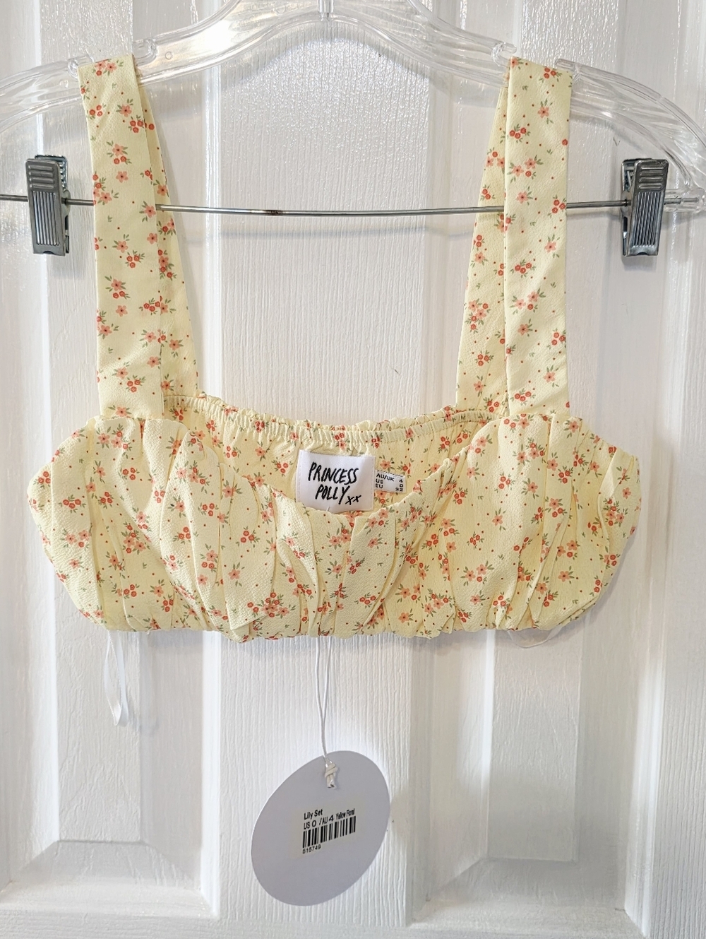 Princess Polly Floral Crop Top with Coral Accents Size 0
